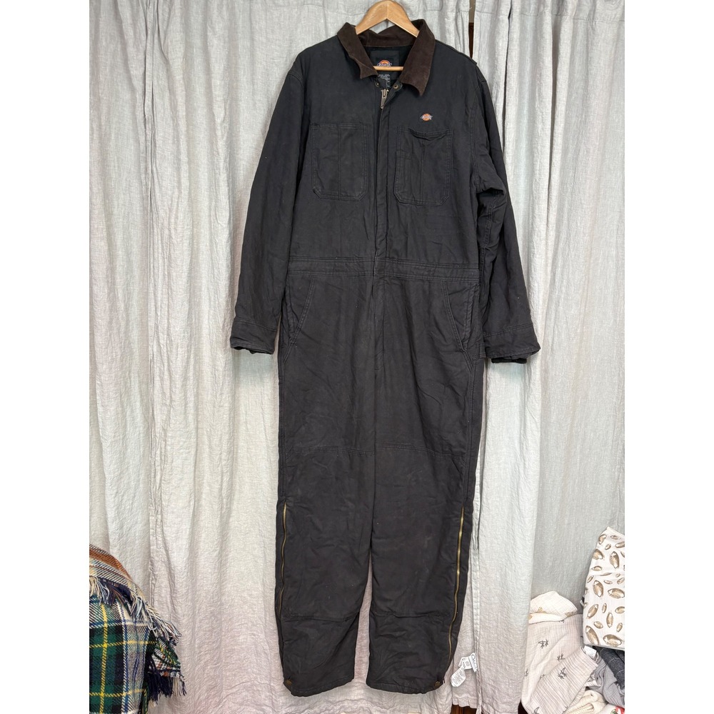 Dickies Mens Black Duck Canvas Insulated Coveralls Quilt Lined XLT Tall Jumpsuit